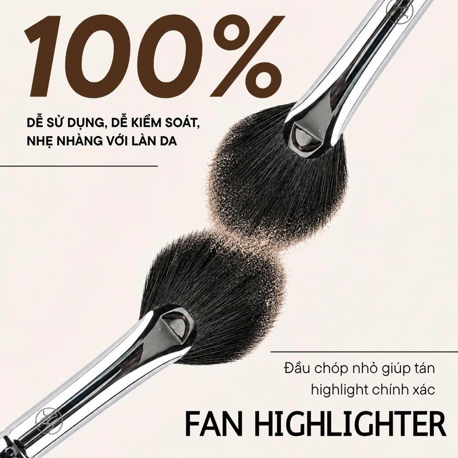 Cọ Quạt Highlight BH Cosmetics Fan Highlighter Brush BH512